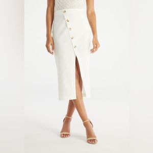 Linen Button Midi Skirt